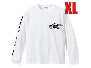 SPEED ADDICT 手書き風 L/S T-shirt WHITE XL/白長袖tシャツロンteeサイドバルブフラットヘッドお洒落バイカーファッションバイク乗りbsa