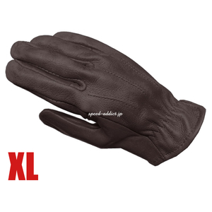 SULLIVAN GLOVE SHORTY VINTAGE BROWN XL/サリバングローブ茶色ブラウン裏地なし鹿革ディアスキン本革レザーグローブ男女兼用ハーレー定番