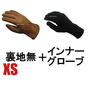 NAPA GLOVE 815BRN BROWN XS ＋ インナーグローブ/ナパグローブ茶色裏地なし裏地無しライナーバイク用手袋鹿革本革レザーグローブ女性用usa