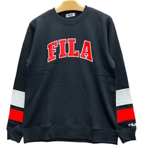 ■即決★Mサイズ★新品タグ付 FILA フィラ★メンズ 紳士用★ビッグロゴマーク UVカット あったか 裏起毛トレーナー/bk01★￥3190_画像1