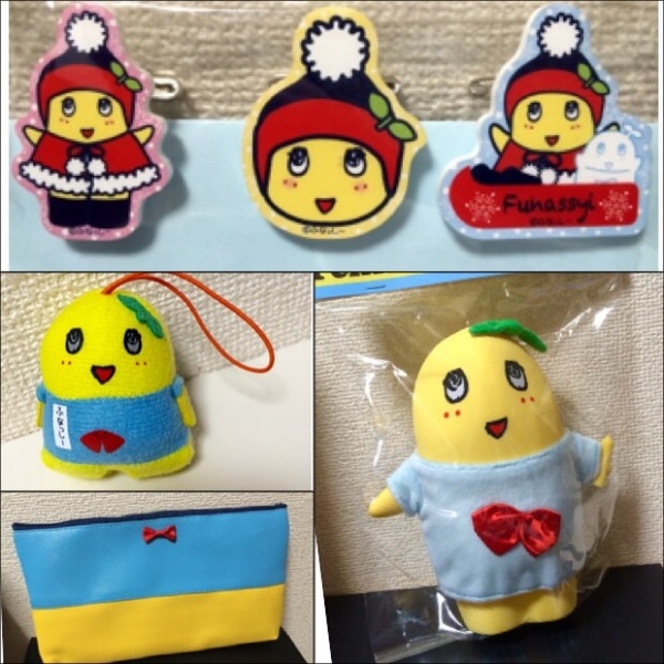 【ふなっしー】4点セット『アクリル クリップ&シリコン製ケース&ぬいぐるみ&ポーチ』全て新品