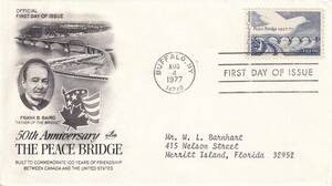 【ＦＤＣ】ピース・ブリッジ（平和橋）５０年（２）（１９７７年）（アメリカ）実逓　t3121