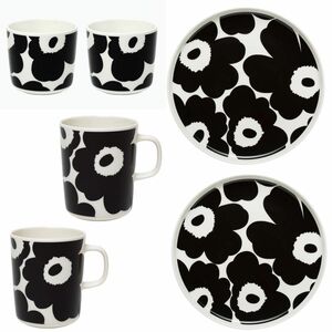 marimekko マリメッコ　モノトーンプレート×マグカップ×ラテマグセット