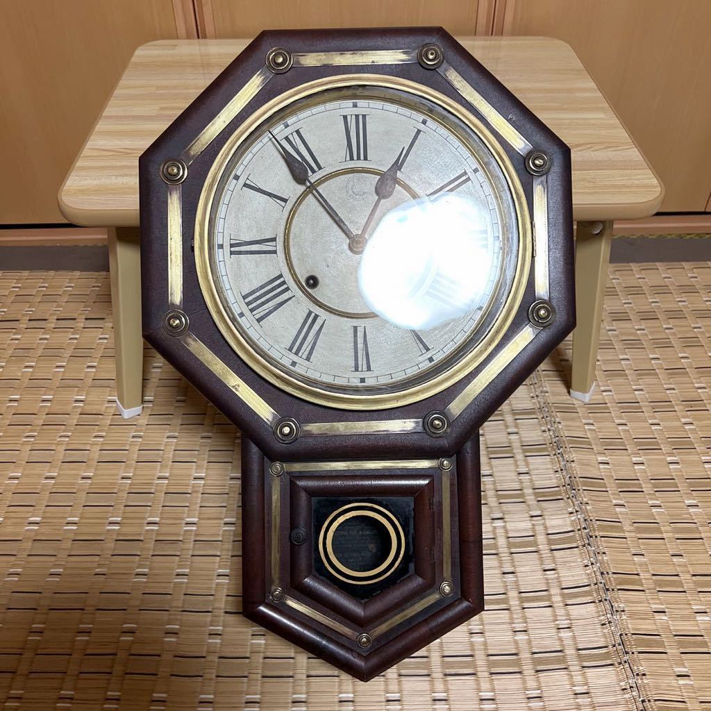 在庫有即納 明治中期 アメリカイングラハム社製 10インチ八角掛時計 