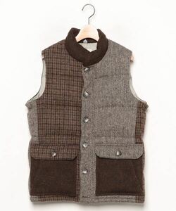 Lサイズ/BEAUTY&YOUTHユナイテッドアローズ× HARRIS TWEED ハリスツイード/別注コラボ/クレイジーパターン/ダウンベスト