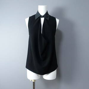 BALENCIAGA/ Balenciaga /34/ Italy made / no sleeve blouse / black / black / lady's S size corresponding / shirt 