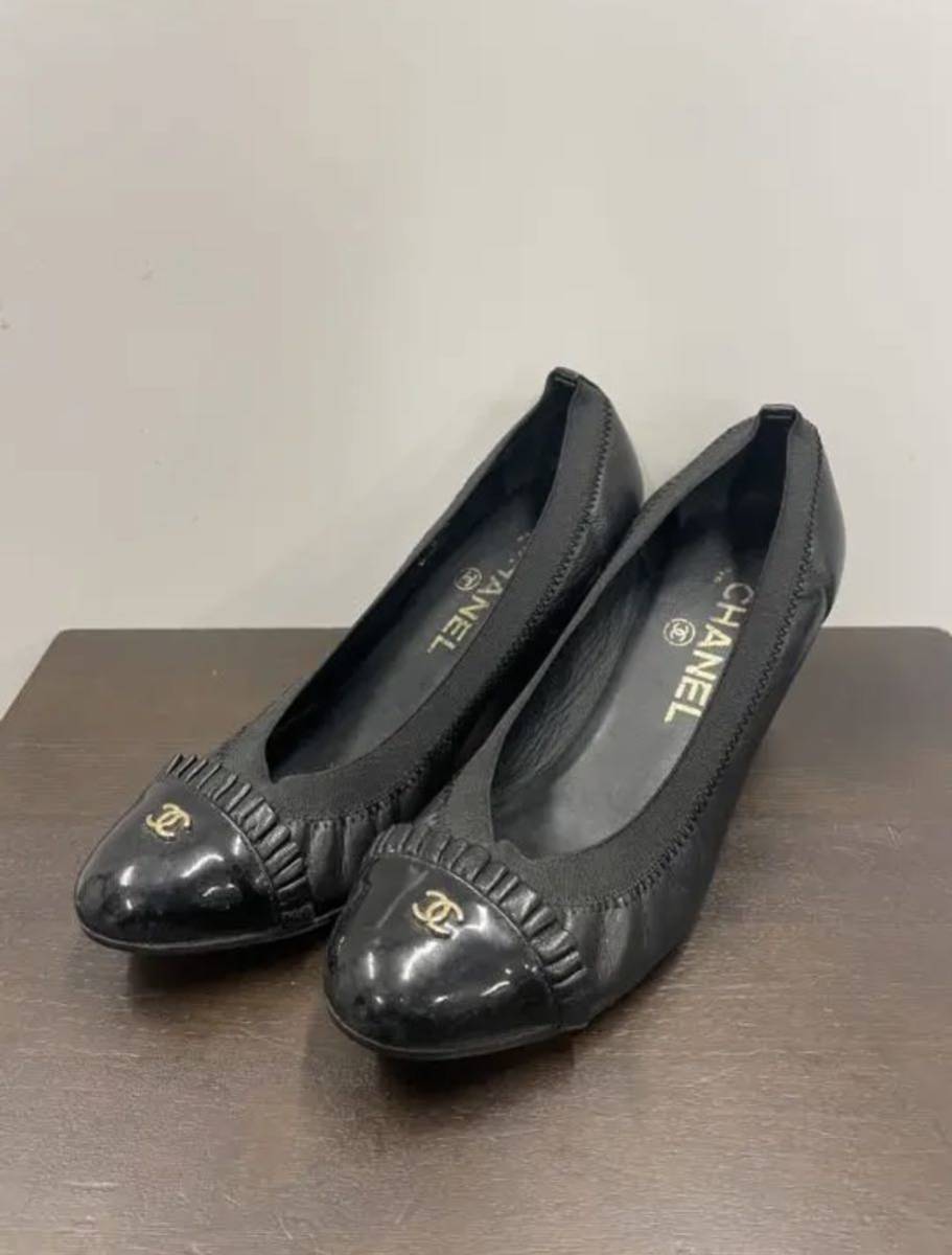 美品シャネル CHANEL パンプス レザー ヒール シューズ 靴 レディース