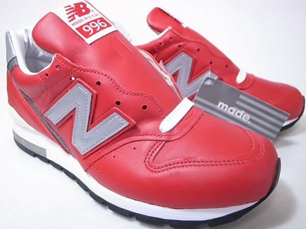 【送料無料 即決】NEW BALANCE USA製 M996NCA 24.5cm US6.5新品オリジナルカラー復刻レッド赤 フルグレイン オールレザーRED LEATHER米国製