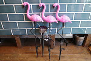  new goods pink flamingo 3 body set LED solar light gardening Setagaya base interior american house sa stay nabru eko 