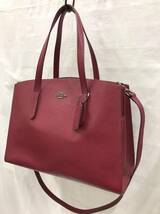 COACH コーチ 38616 チャーリー レザートートバッグ 2way レッド SS-066858_画像1