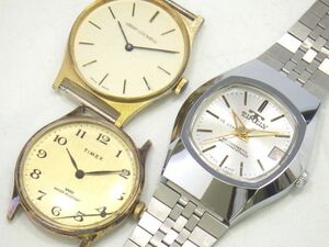 h2L035R- URBAN LOCARNO/TIMEX/TIMELY デイト メンズ腕時計 手巻き 不動品 3点