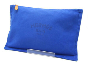 中古 美品 HERMES エルメス ポーチ ヨッティングGM ブルー