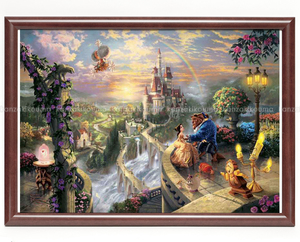 Art hand Auction 서양화 디즈니 미녀와 야수 토마스 킨케이드 액자, 삽화, 그림, 다른 사람