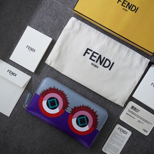 未使用 美品 付属品 有 フェンディ FENDI モンスター クレヨンズ ラウンド ジップ ロング ウォレット 長 財布 レディース メンズ monster