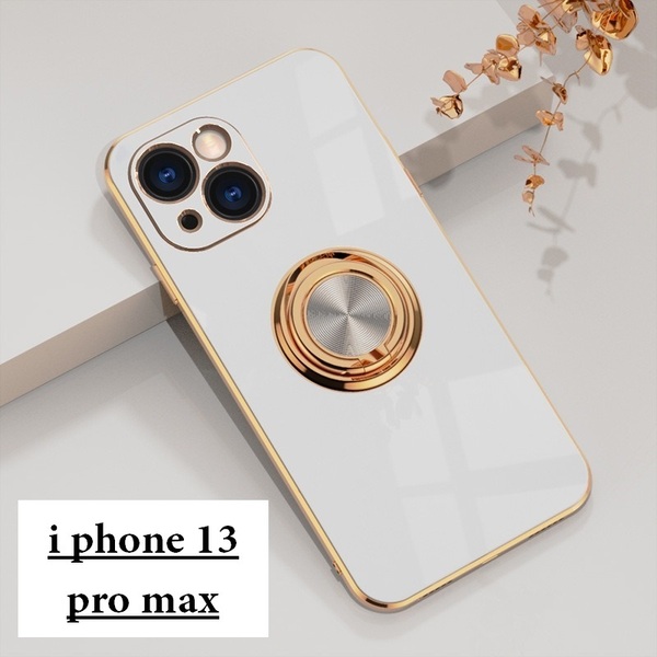 《 送料無料 》 iphone13promax ケース ホワイト TPU 新品 未使用 スマホリング スマホスタンド 撥水 韓国 ファッション 【PN9137M】