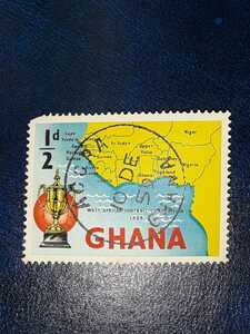 アンティーク切手　ガーナ　1959年 西アフリカフットボール競技会　消印明確