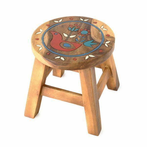 新品 ！！ 木製 スツール ヒュッゲ ラウンドスツール 椅子 イス ミニ チェア 花台 サイドテーブル 飾り台 置物 飾り とり 鳥 ブラウン