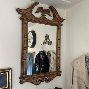ビンテージ アンティーク ミッドセンチュリー 店舗什器 壁掛けミラー ウォールミラー 鏡 壁掛け鏡 イーグル vintage antique