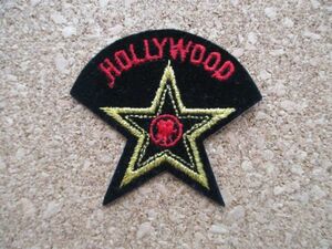 90s ハリウッド HOLLYWOOD 刺繍ワッペン/MOVIE動画PATCH星Vintage観光ビンテージ映画スーベニア土産アップリケUSAパッチ D4