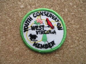 80s ウェストバージニア州 WEST VIRGINIA YOUTH CONSERVATION MEMBERワッペン/patchビンテージVoyager旅行 観光スーベニア土産USAパッチ D4