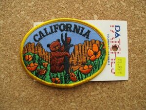 80s カリフォルニア米国製ビンテージ ワッペン/リパブリックくま熊ベアー旅行アメリカ旅ジョークPATCHアメリカMADE IN USA木登り D5