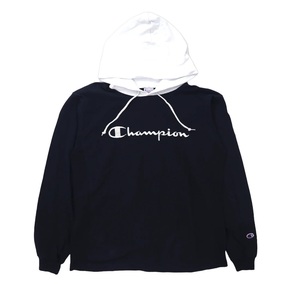 CHAMPION ロングスリーブフーデッドシャツ パーカー M ネイビー REVERSE WEAVE 21SS