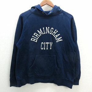 a# United Arrows /UNITED ARROWS B&Y felt print pull over sweat Parker [L] navy /MENS/81[ used ]