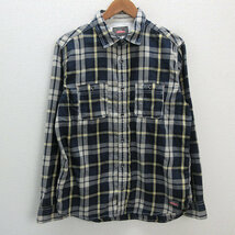 k■ディッキーズ/Dickies チェック柄 長袖シャツ【XL】紺/MENS■82【中古】_画像1