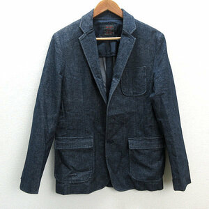 a■アーバンリサーチ/URBAN RESEARCH SENSE OF PLACE ストレッチ テーラードジャケットJKT【L】紺/MENS/150【中古】