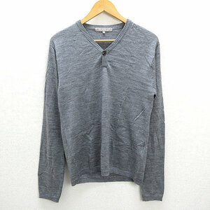 WW# United Arrows /UNITED ARROWS Henley neckline wool sweater # ash [ men's M]MENS/23[ used ]#