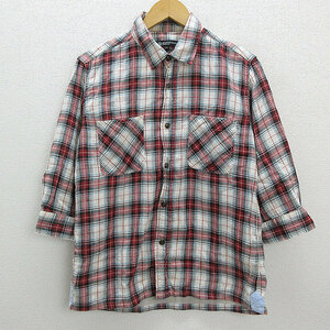 WW■ユナイテッドアローズ/UNITED ARROWS B&Y 7分袖シャツ■マルチ【メンズL】MENS/1【中古】■