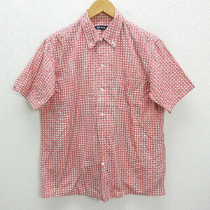 X★ ビームス/BEAMS 総柄 半袖BDシャツ【メンズM】MENS/8【中古】■