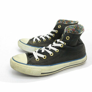 ◇【24.5cm】コンバース/CONVERSE ALLSTAR HIキャンバススニーカー/裏地花柄/黒/LADIES/128【中古】■