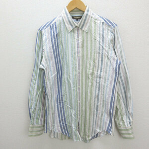 ◇ ポールスチュアート/Paul Stuart マルチストライプ柄 長袖シャツ【L】/白/MENS/15【中古】■