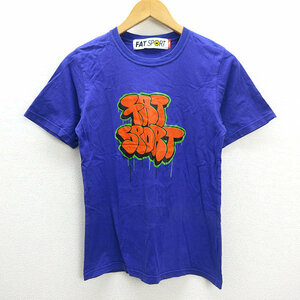 Z#09SS#efe- чай /FAT SPORT GRAF графика цвет футболка # фиолетовый [PINO/ мужской S]MENS/73[ б/у ]#