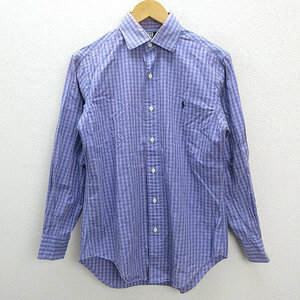 X★ ラルフローレン/Ralph Lauren チェック柄 長袖シャツ【37-80】紫MENS/18【中古】■