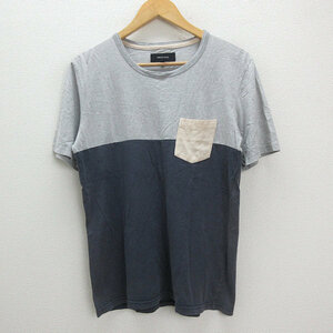 * made in Japan Ships /SHIPS JET BLUE two-tone color - short sleeves T-shirt * navy blue / ash / beige [ men's L]MENS/63[ used ]#