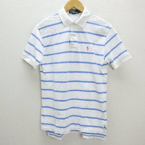 ◇ ポロ ラルフローレン/RALPH LAUREN ボーダー柄 鹿の子地 半袖ポロシャツ【S】白/MENS/42【中古】■