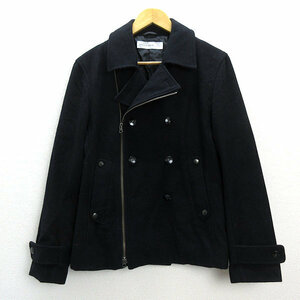 k# Takeo Kikuchi /TAKEO KIKUCHI TOKYO Rider's double button wool jacket / pea coat [3] navy blue MENS/181[ used ]#