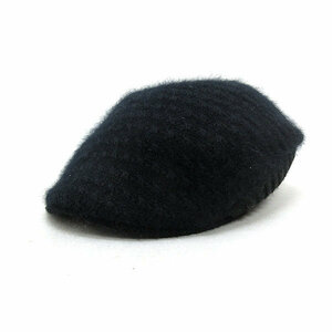 k# Lacoste /LACOSTE Anne gola шерсть кепка hunting cap берет CAP шляпа [ свободный ] чёрный LADIES/204[ б/у ]#