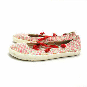 y■【38】カンペール/CAMPER 21210-004 キャンバス フラットシューズ■赤LADIES/18【中古】■