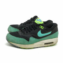 y■【24cm】ナイキ/NIKEエアマックス エッセンシャルWMNS AIR MAX 1 ESSENTIAL ランニングシューズ■黒/緑LADIES/11【中古】■_画像1