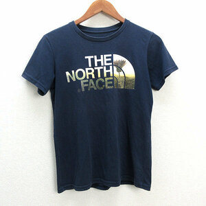 k# North Face /THE NORTH FACE NTW31901X HALF DOME FLOW speed . sport T-shirt [M] navy blue /LADIES#11[ used ]