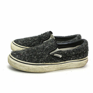 Z■【22.5cm】バンズ/VANS ウール生地 スリップオンスニーカー■黒白LADIES/アメカジ68【中古】■