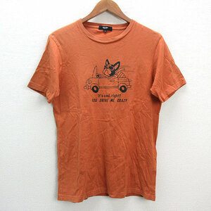 a# Beams /BEAMS HEART illustration print T-shirt [M] orange /MENS/139[ used ]