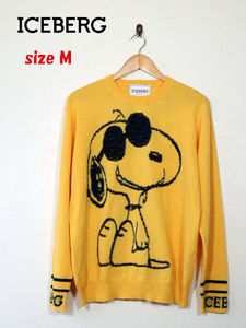  new goods maximum price cut ICEBERG Iceberg knitted sweater Snoopy PEANUTS collaboration yellow yellow color made in italy size M