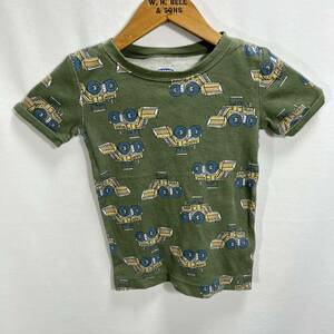 # for children OLD NAVY Old Navy bulldozer total pattern illustration short sleeves T-shirt old clothes size 5T green American Casual car #