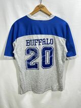 ■ ＃20 BUFFALO Vネック 半袖 Tシャツ 古着 サイズL グレー ブルー アメカジ アクリル ■_画像7