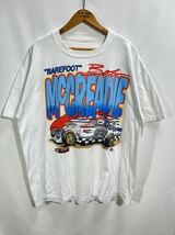 ■ ＃9 Bob Mccreadie ボブ マクリーディー 両面イラスト 半袖 Tシャツ 古着 ホワイト アメカジ レーシング フラッグ ■_画像1