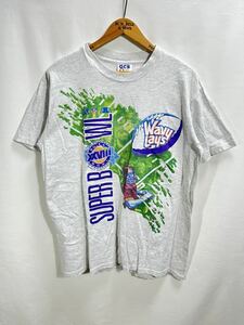 ■ 90s 90年代 ビンテージ USA製 NFL Wavy Lays SUPER BOWL XXVIII 両面プリント 半袖 Tシャツ サイズL グレー アメフト スーパーボウル ■